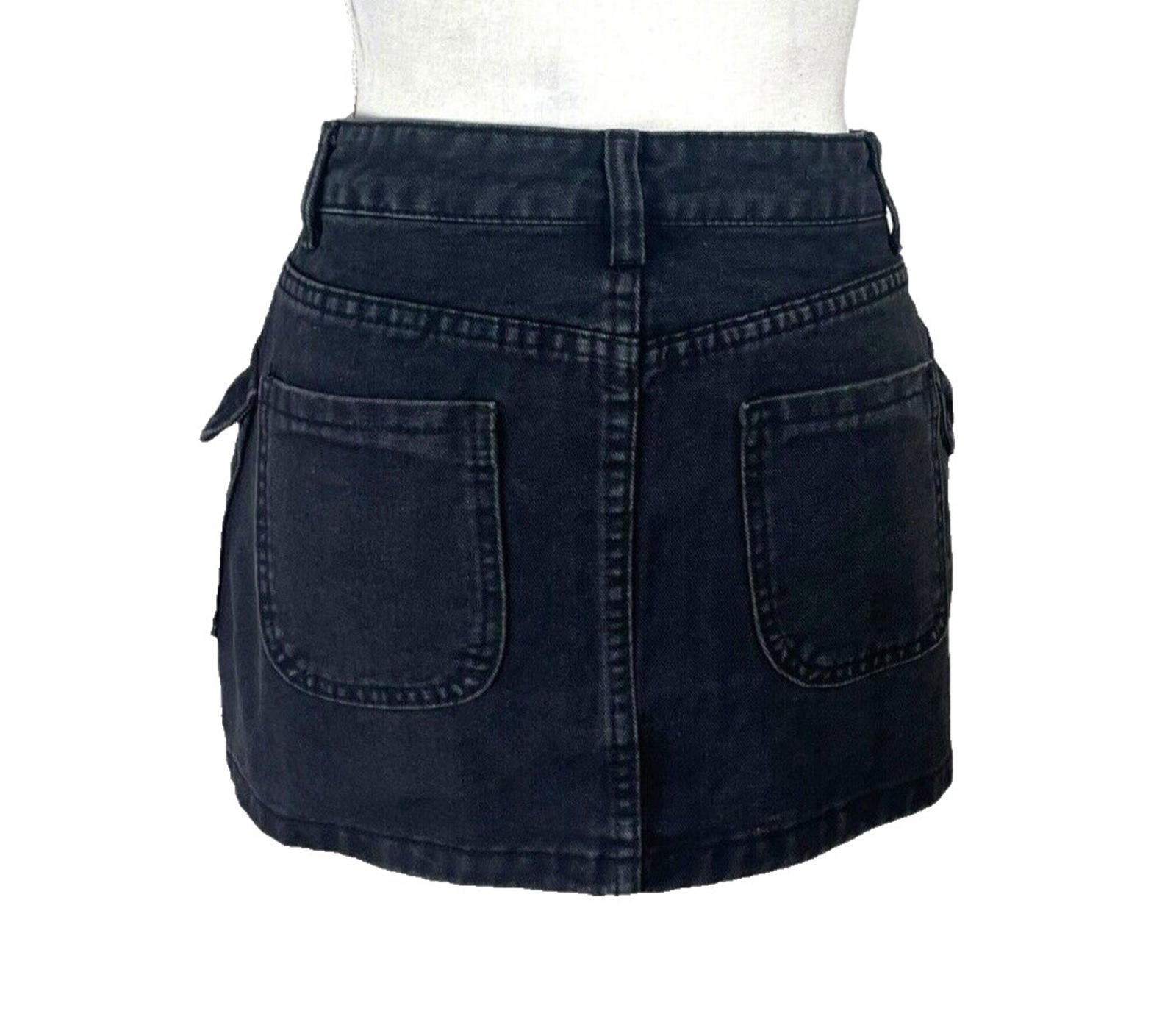 Dark Denim Cargo Mini Skirt Black Women's UK Size 8