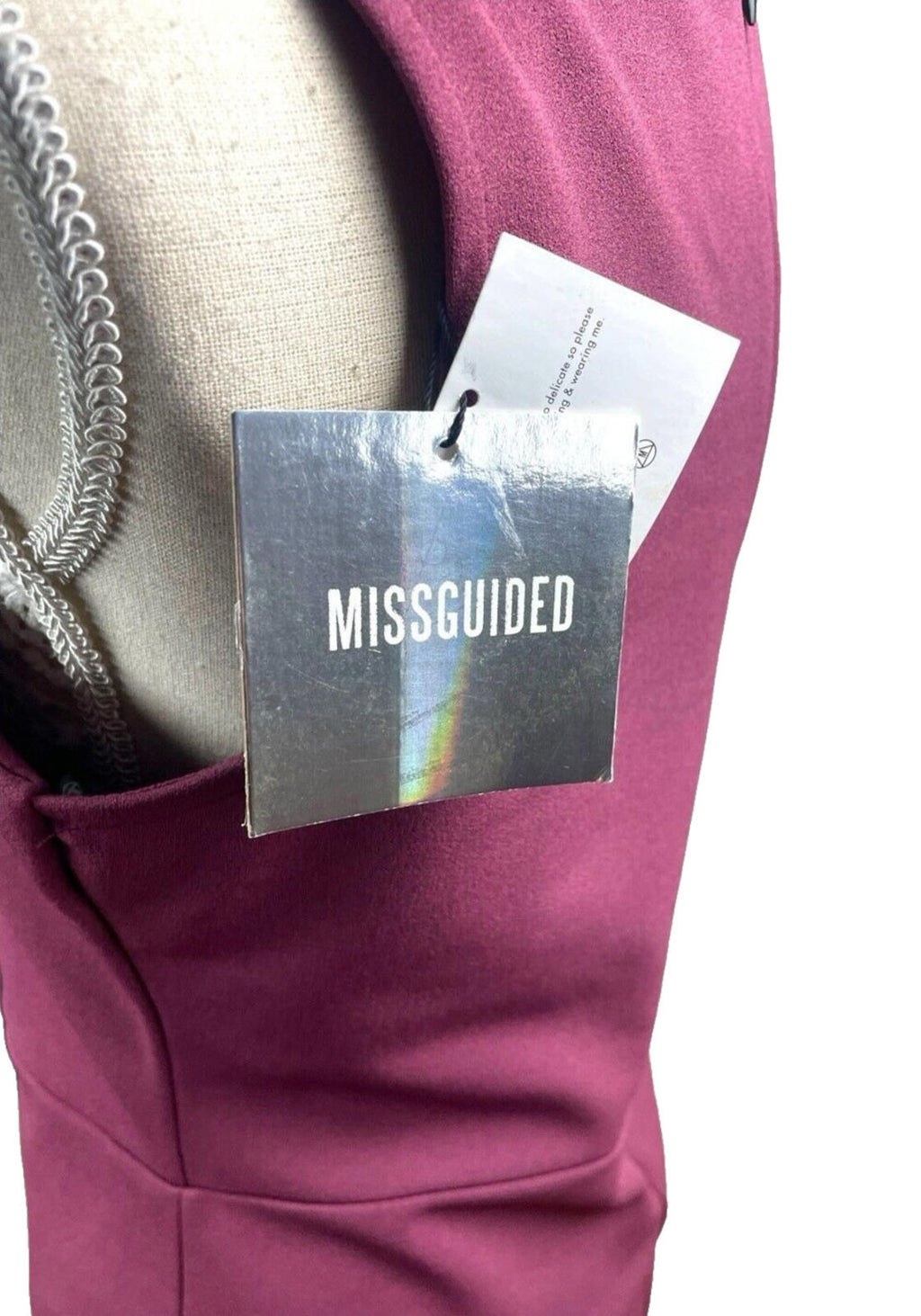 Missguided Burgandy Midi Dress Cross Neck Design Women’s UK Size 12