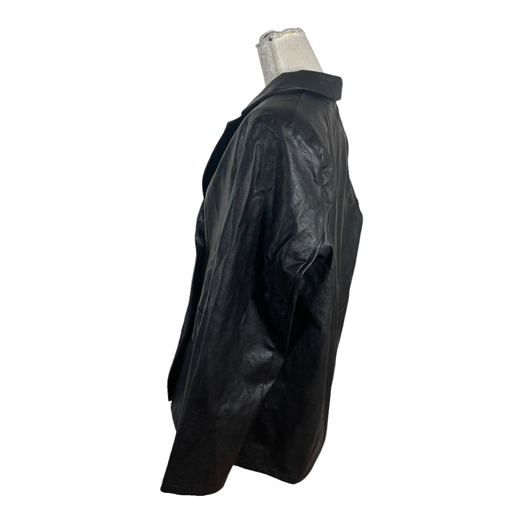 Pretty Little Thing Faux Leather Jacket Oversized Black Women's UK Size 8