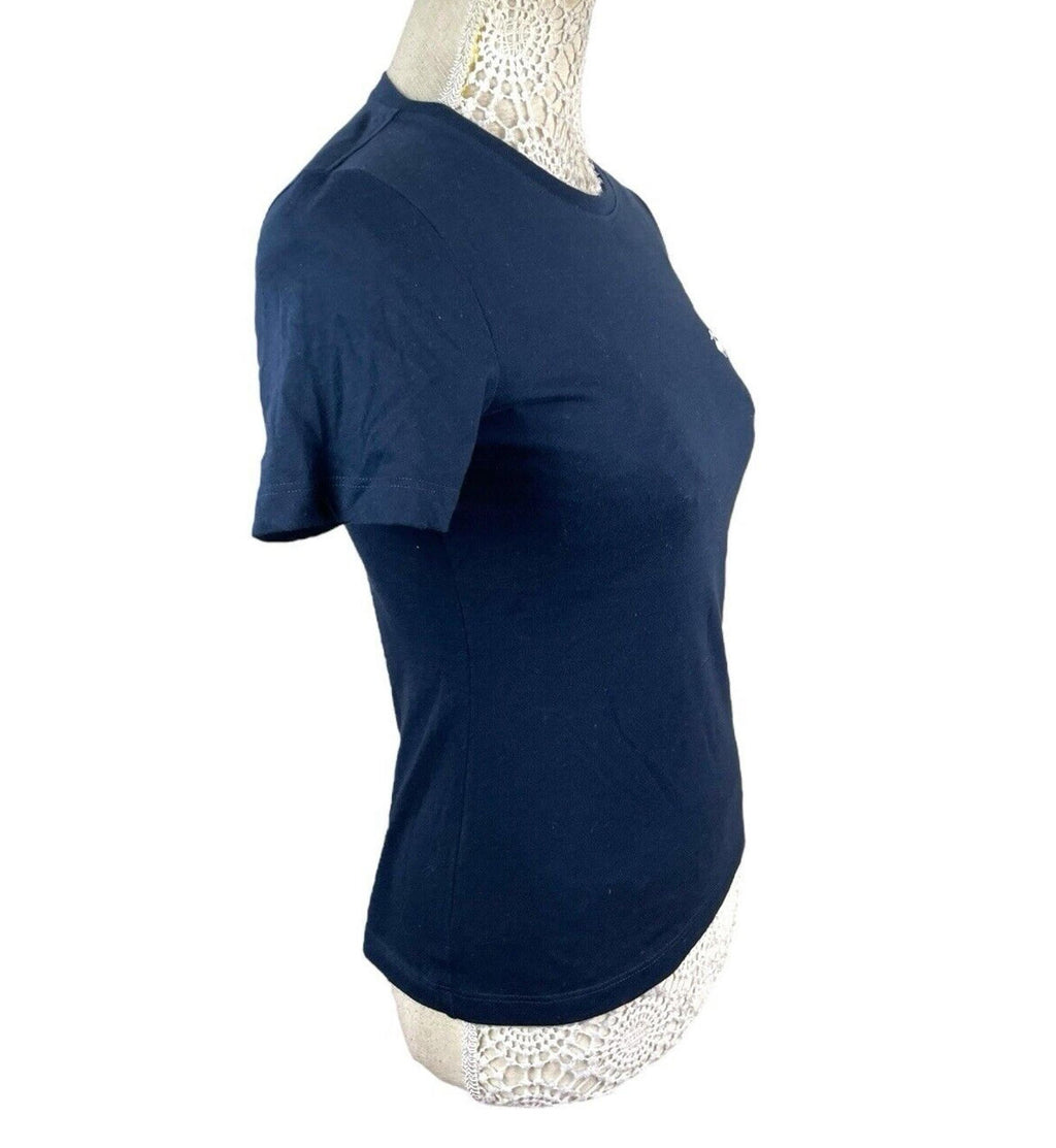 Brooks Brothers T-Shirt Blue 100% Cotton Logo Women’s UK Size XS