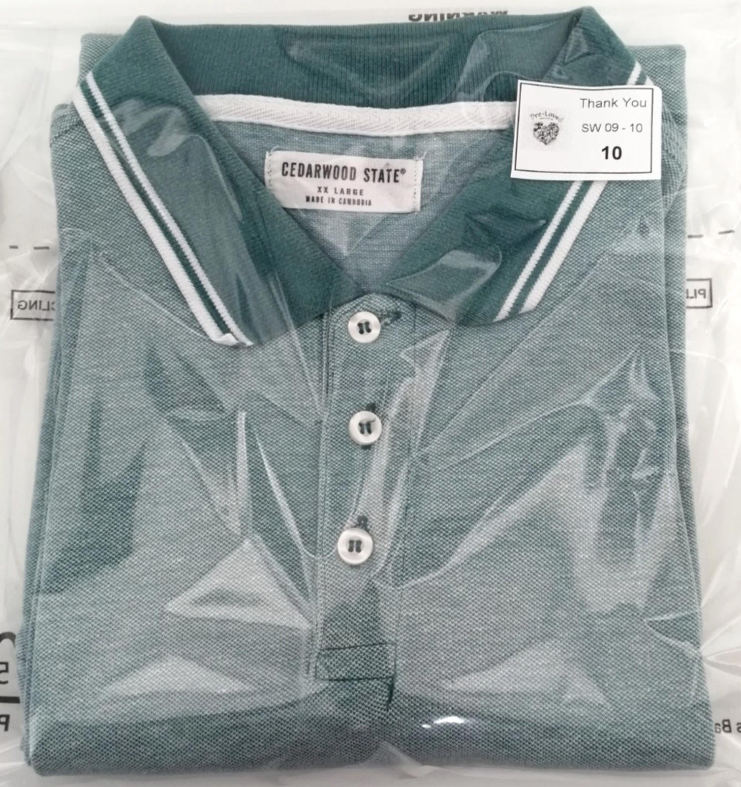 Cedarwood State Polo Shirt Men's Size 2XL Teal Blue Embroidered Logo 100% Cotton