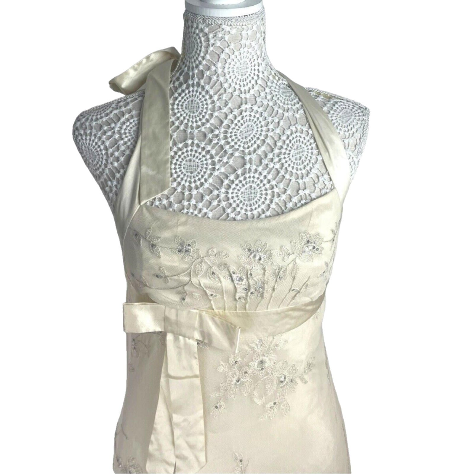 Monsoon Bridal Dress Hand Beaded Lined Halterneck Women’s UK Size 8