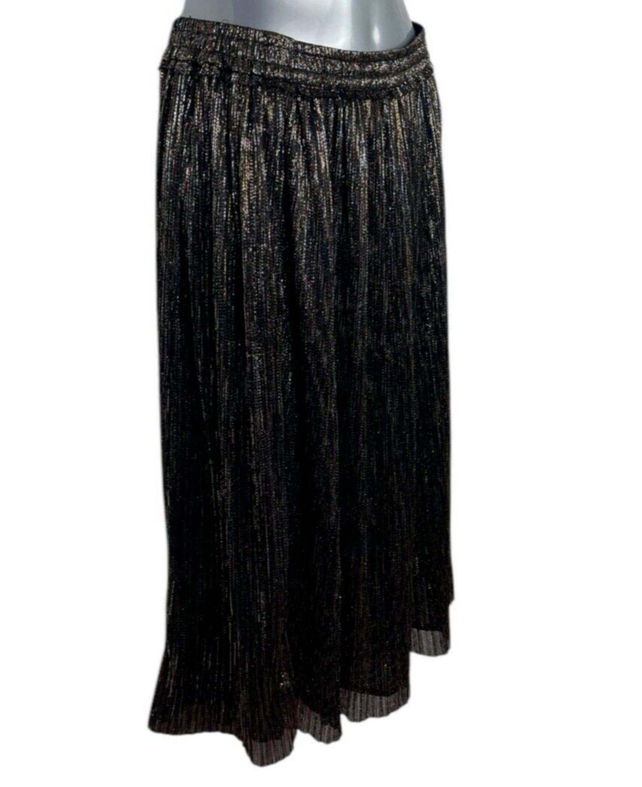 Zara Basic Black & Gold Sparkle Party Skirt Maxi Lined Women’s UK Size XS