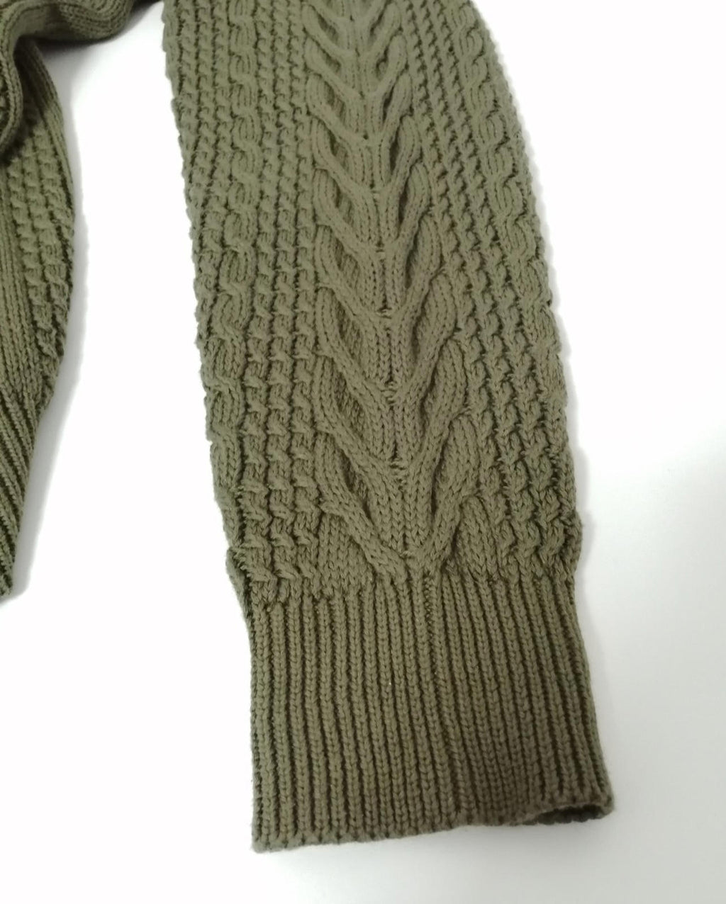 Jacamo Cable Knit Jumper Men's UK Size 2XL Khaki Green Crew Neck Sweater