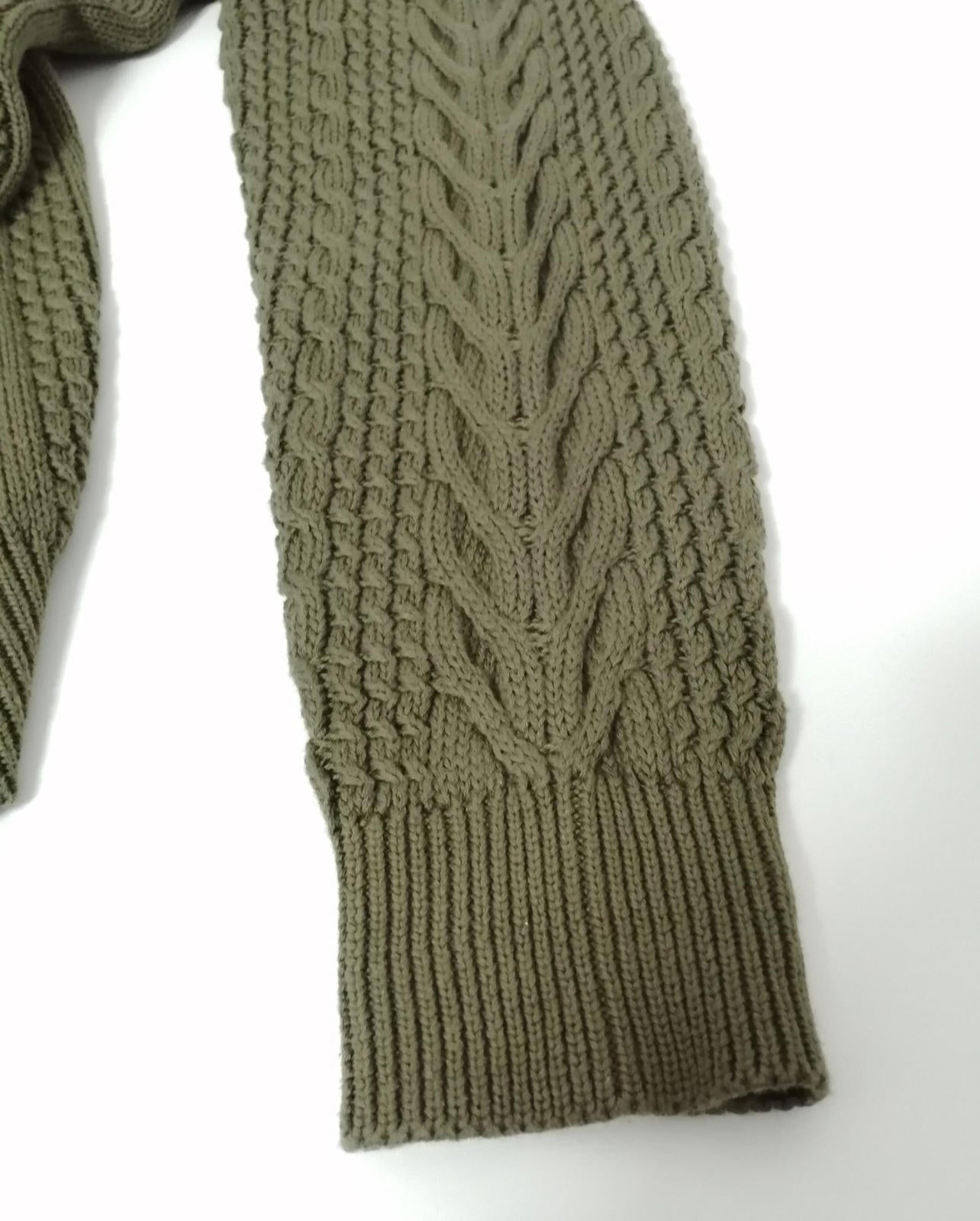 Jacamo Cable Knit Jumper Men's UK Size 2XL Khaki Green Crew Neck Sweater
