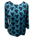 Honor Milburn Velour Top Women’s UK Size 12 Floral Velour Blue Black