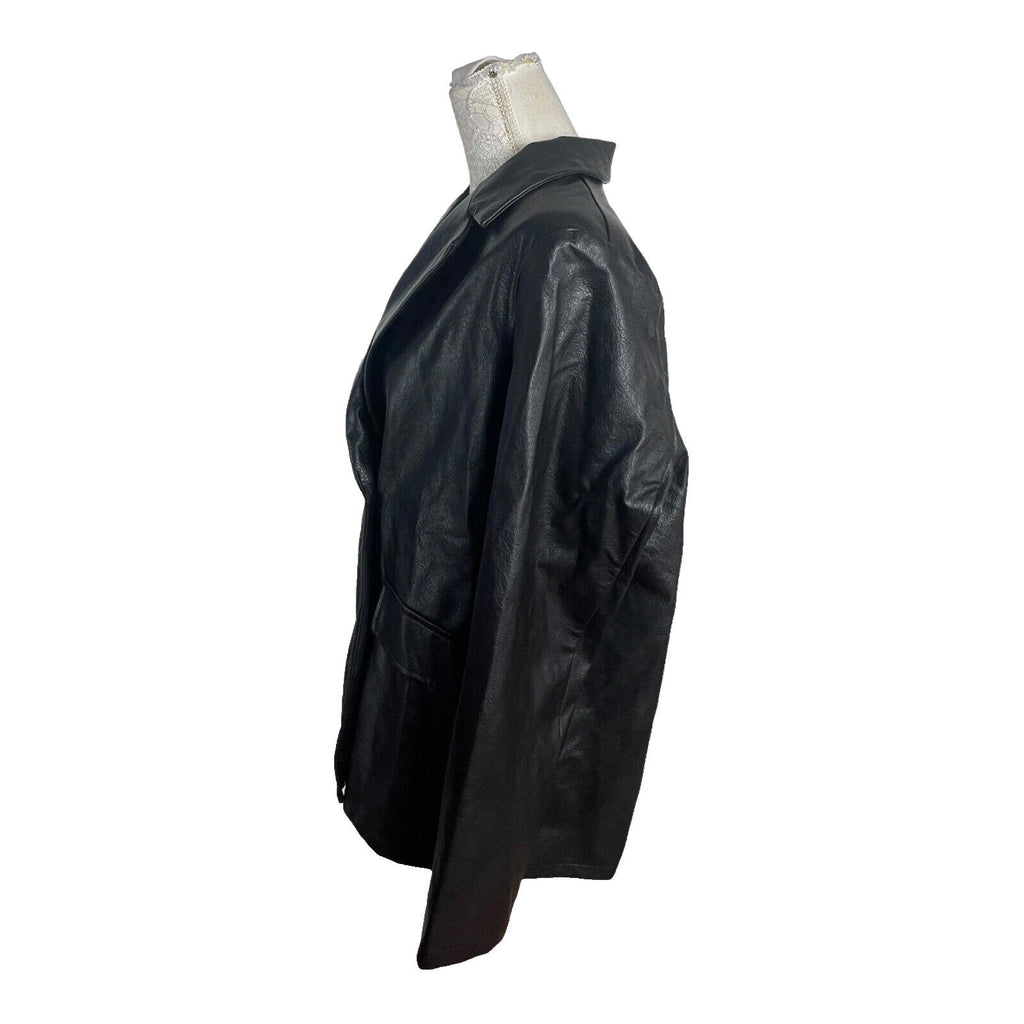 Pretty Little Thing Faux Leather Jacket Oversized Black Women's UK Size 8