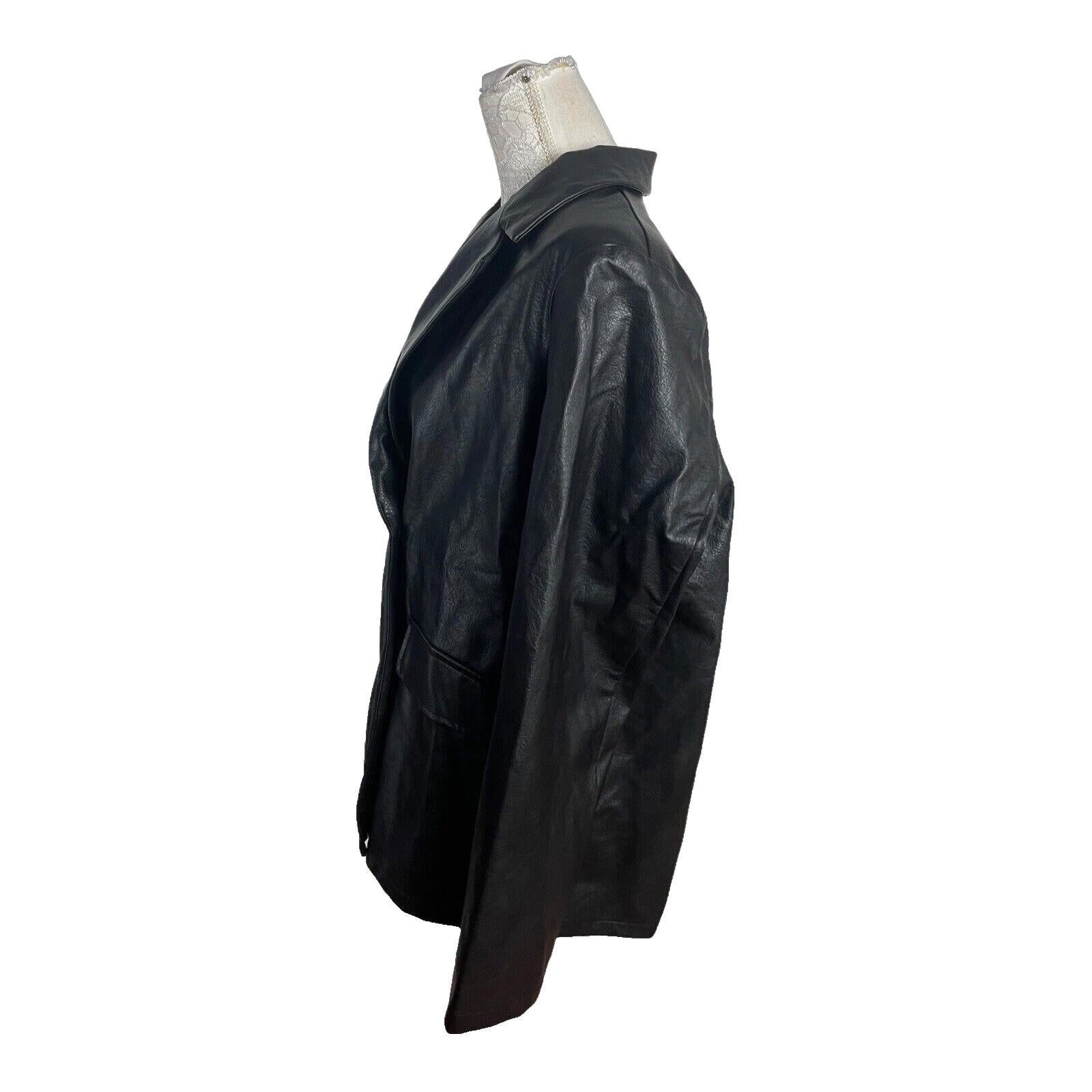 Pretty Little Thing Faux Leather Jacket Oversized Black Women's UK Size 8
