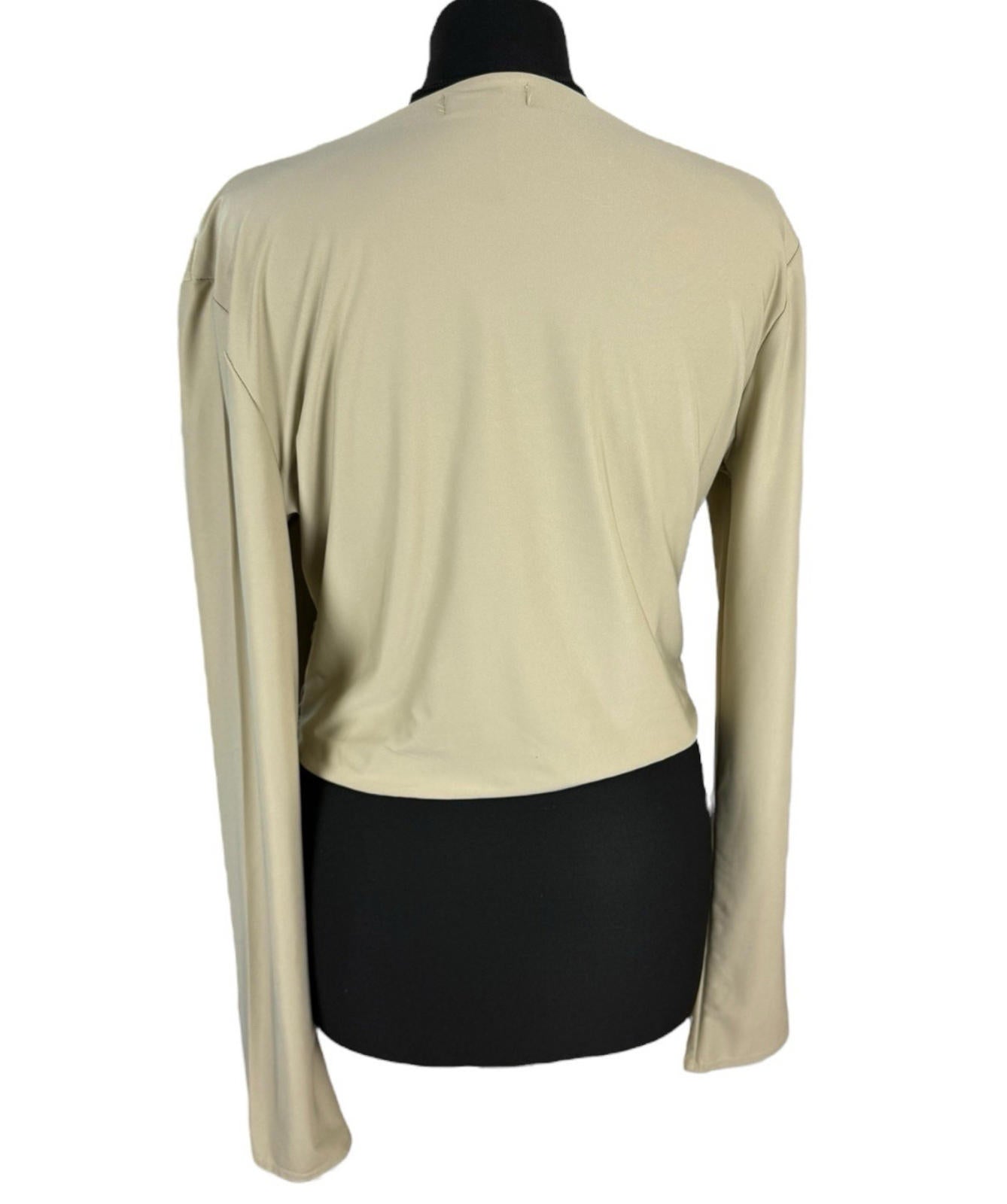 Red Label Beige Layered Top Slimming Long Sleeve Stretch Women’s UK Size S