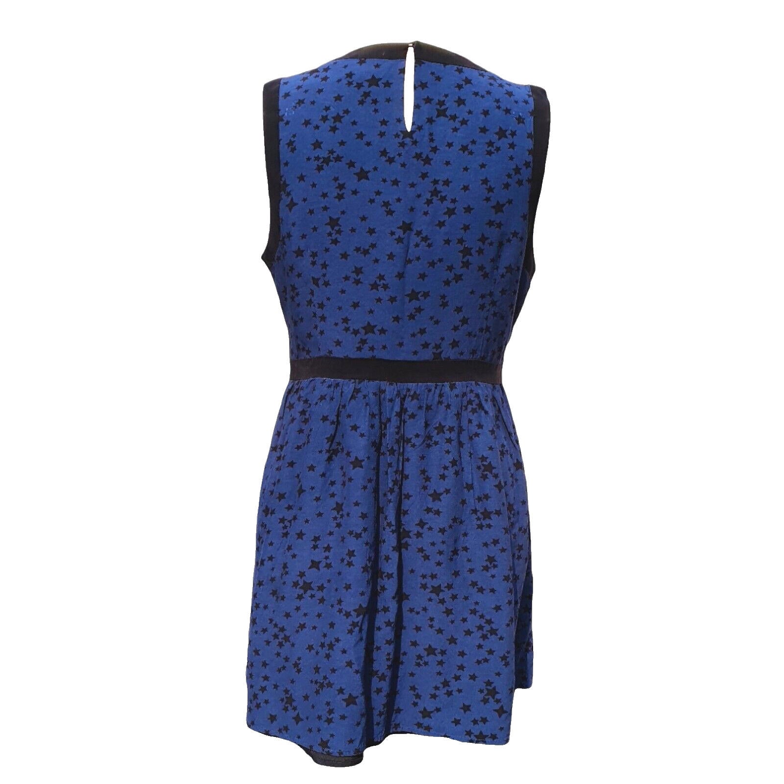 Jack Wills Dark Blue & Star Mini Dress Women's UK Size 12 Side Zipper Pockets