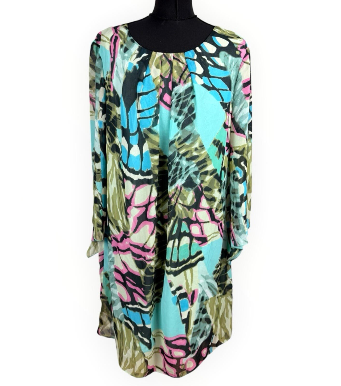 Wallis Multicolour Mini Dress Women’s UK Size 18 Half Flare Sleeve Lined