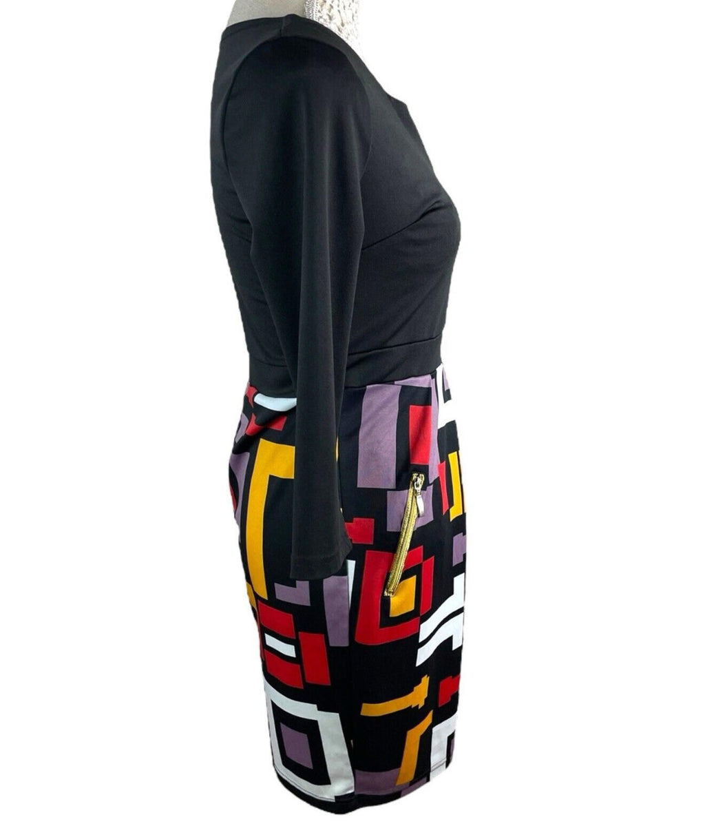 Miusol Retro Look Mini Dress Long Sleeve Zip Front Women’s UK Size M