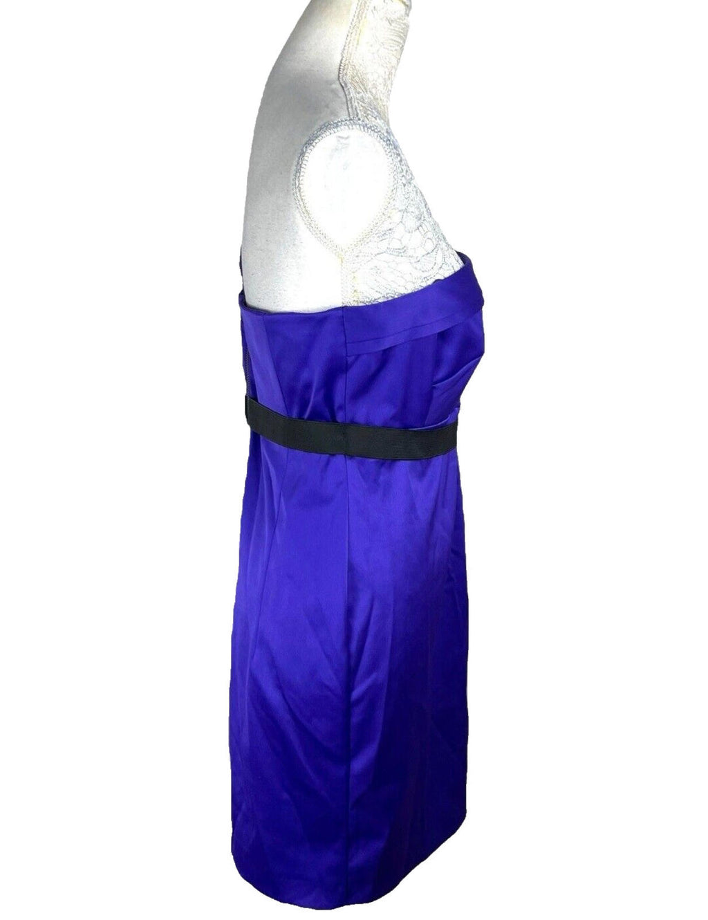 River Island Silk Midi Dress Purple Belted One shoulder Women’s UK Size 14