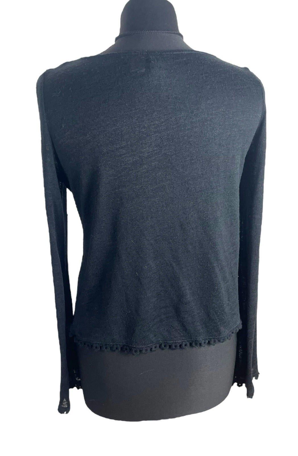Divided Black Long Sleeve Blouse Top Frilled Hem Women’s UK Size S