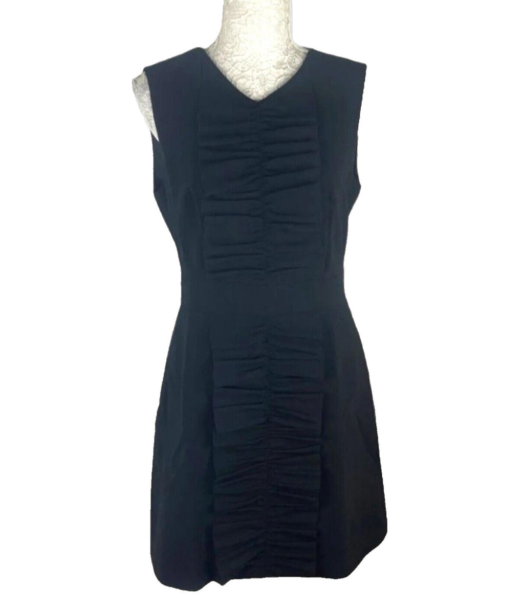 Ted Baker Midi Dress Size 3 Ruched Panel Black A-line Women's UK Size 12