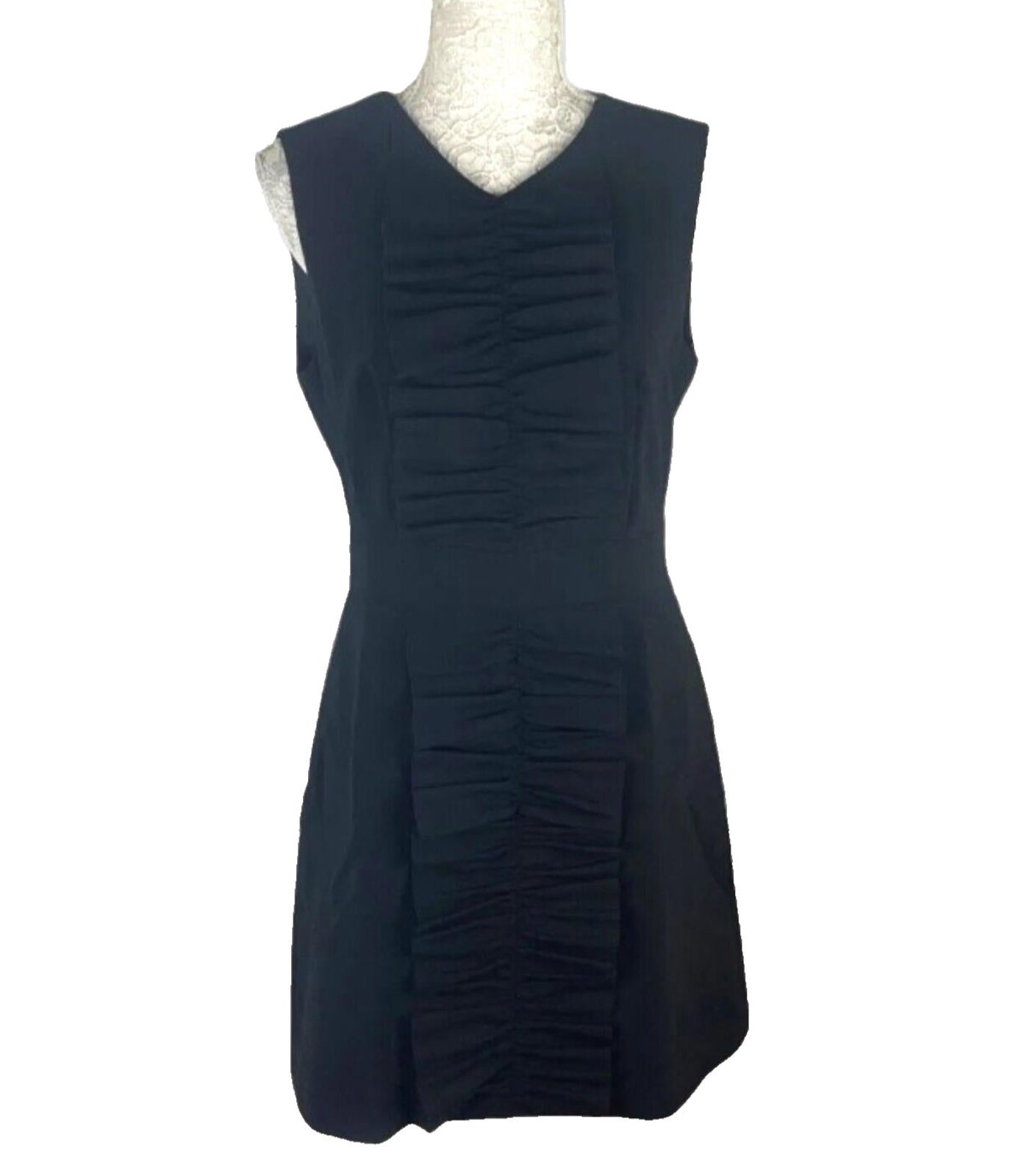 Ted Baker Midi Dress Size 3 Ruched Panel Black A-line Women's UK Size 12