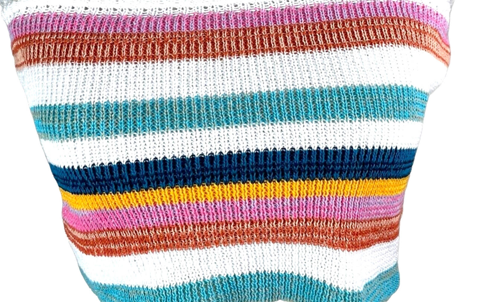 Striped Crochet Knit Two-Piece Set Women’s UK Size 8 Bandeau Crop Top & Skirt