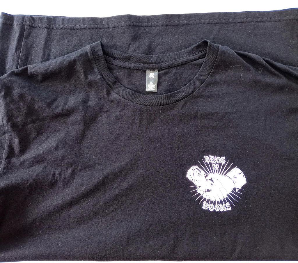 Brothers In Books Graphic Print T-Shirt Men's UK Size XL Black 100% Cotton