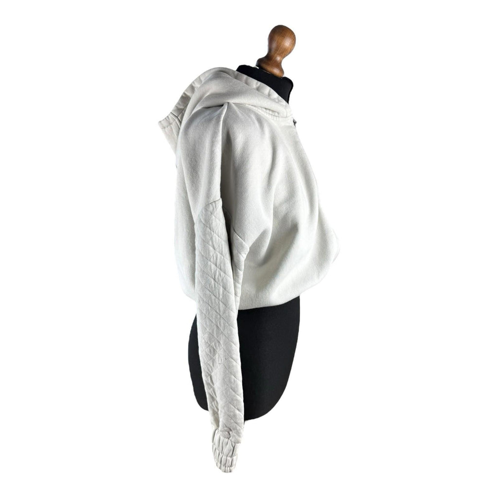 Holyfield Beige Cropped Hoodie Zip Front Quilted Arm Girls UK Age 14-15