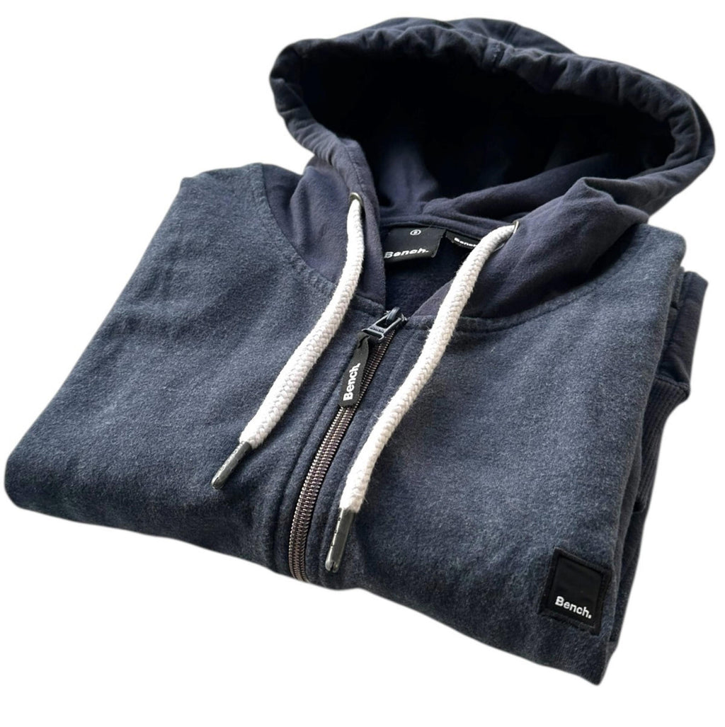 Bench Hooded Jacket Hoodie Men's UK Size S Blue 100% Cotton Logo Drawstring Hood