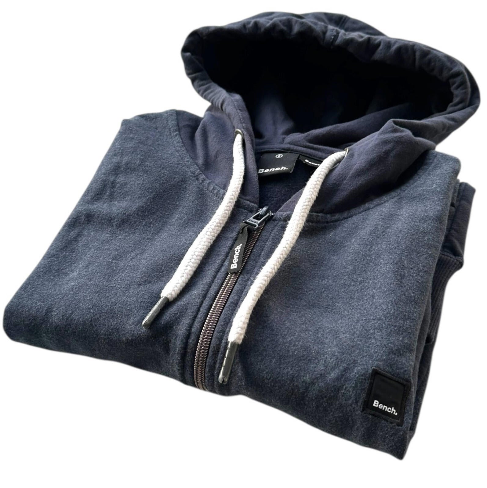 Bench Hooded Jacket Hoodie Men's UK Size S Blue 100% Cotton Logo Drawstring Hood