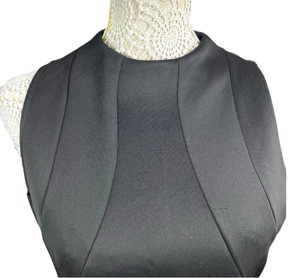 River Island Black Midi Dress Mesh Panel Detail High Neck Women’s UK Size 12