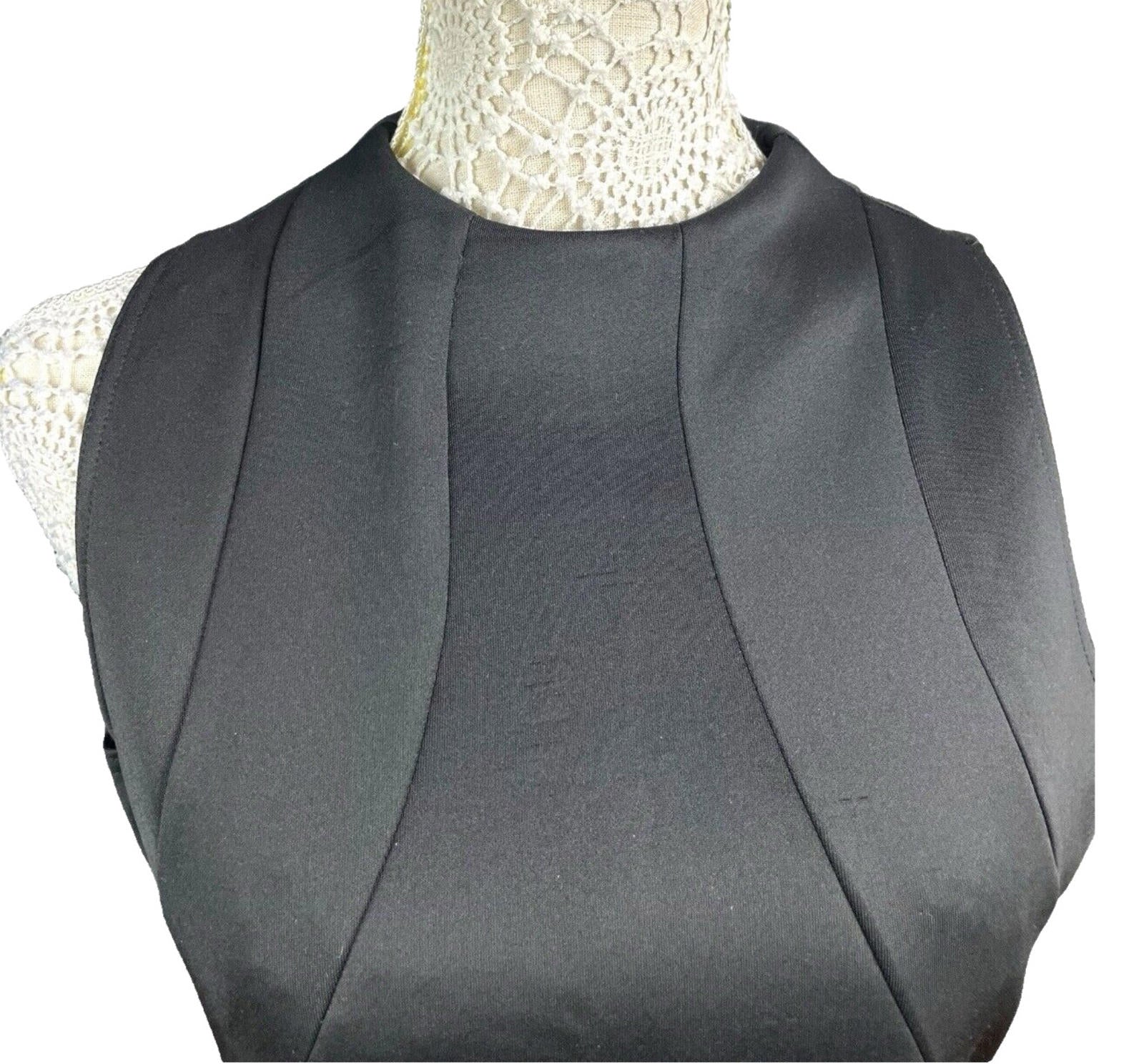 River Island Black Midi Dress Mesh Panel Detail High Neck Women’s UK Size 12