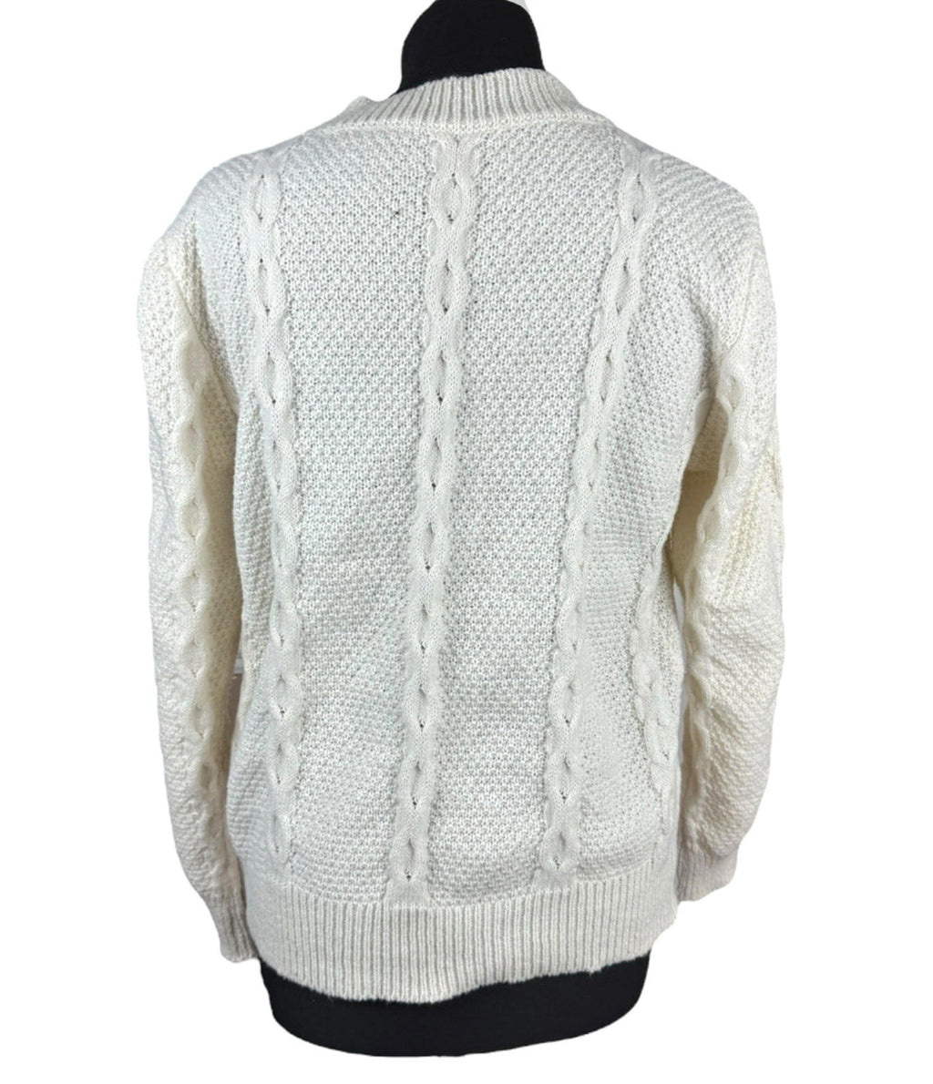 Shein Beige Knit Jumper White Lace Panel Long Sleeve Women’s UK Size L