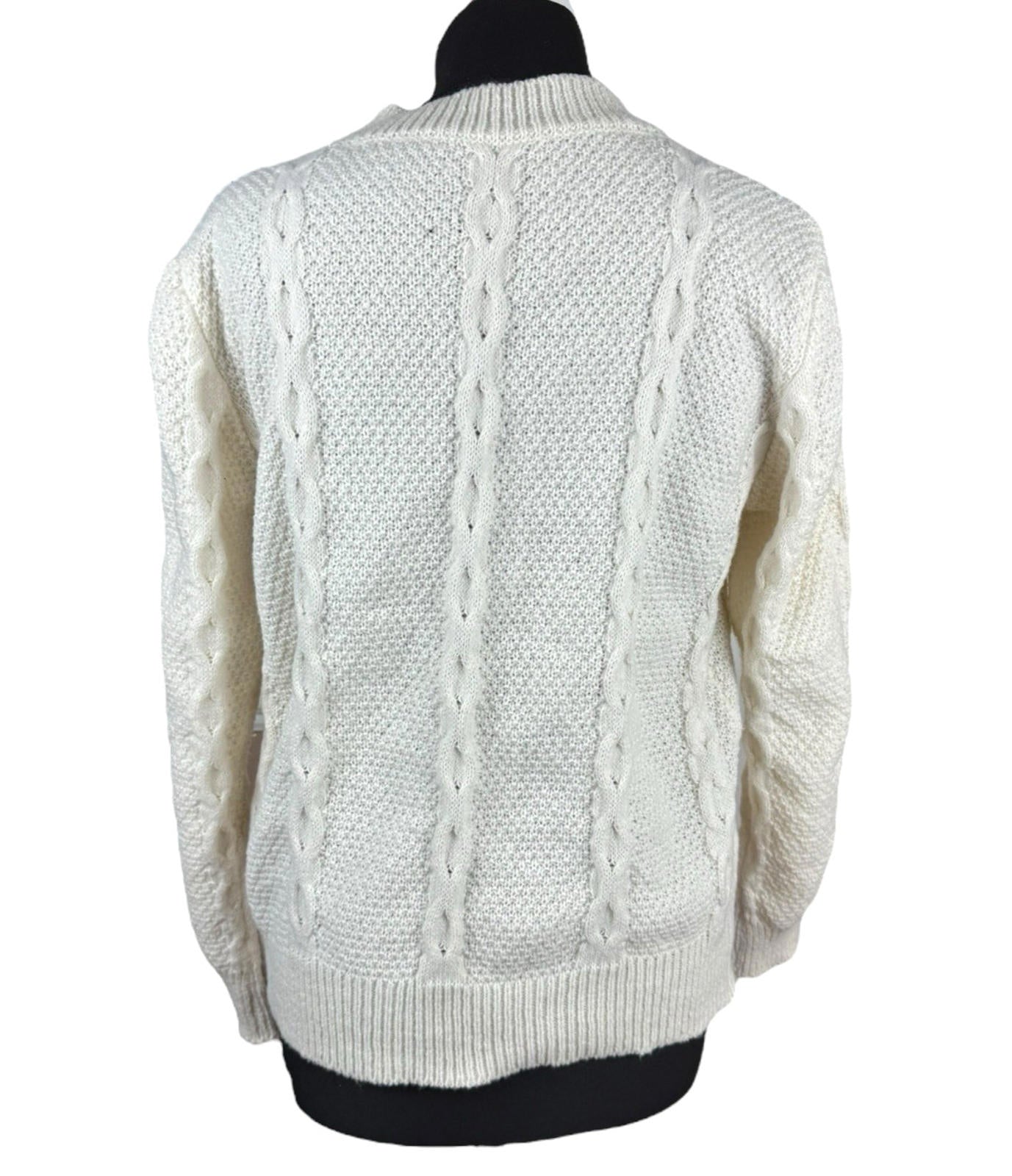 Shein Beige Knit Jumper White Lace Panel Long Sleeve Women’s UK Size L
