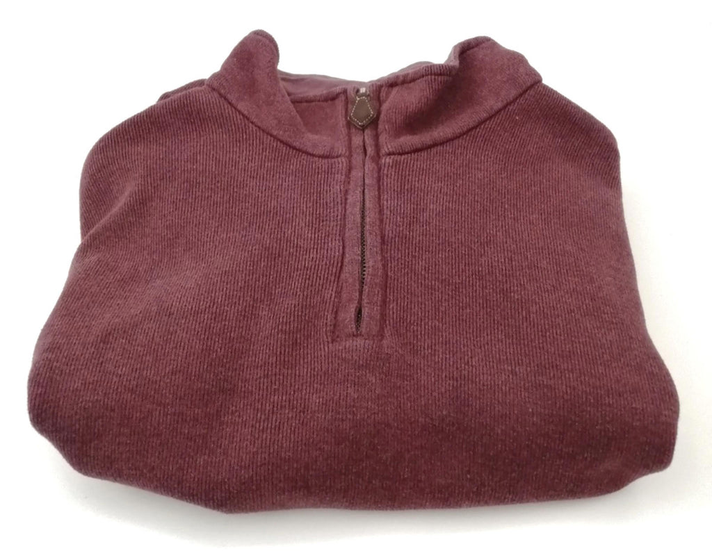 Land's End 1/4 Zip Burgundy Sweatshirt Men's Size XL Jumper 100% Cotton