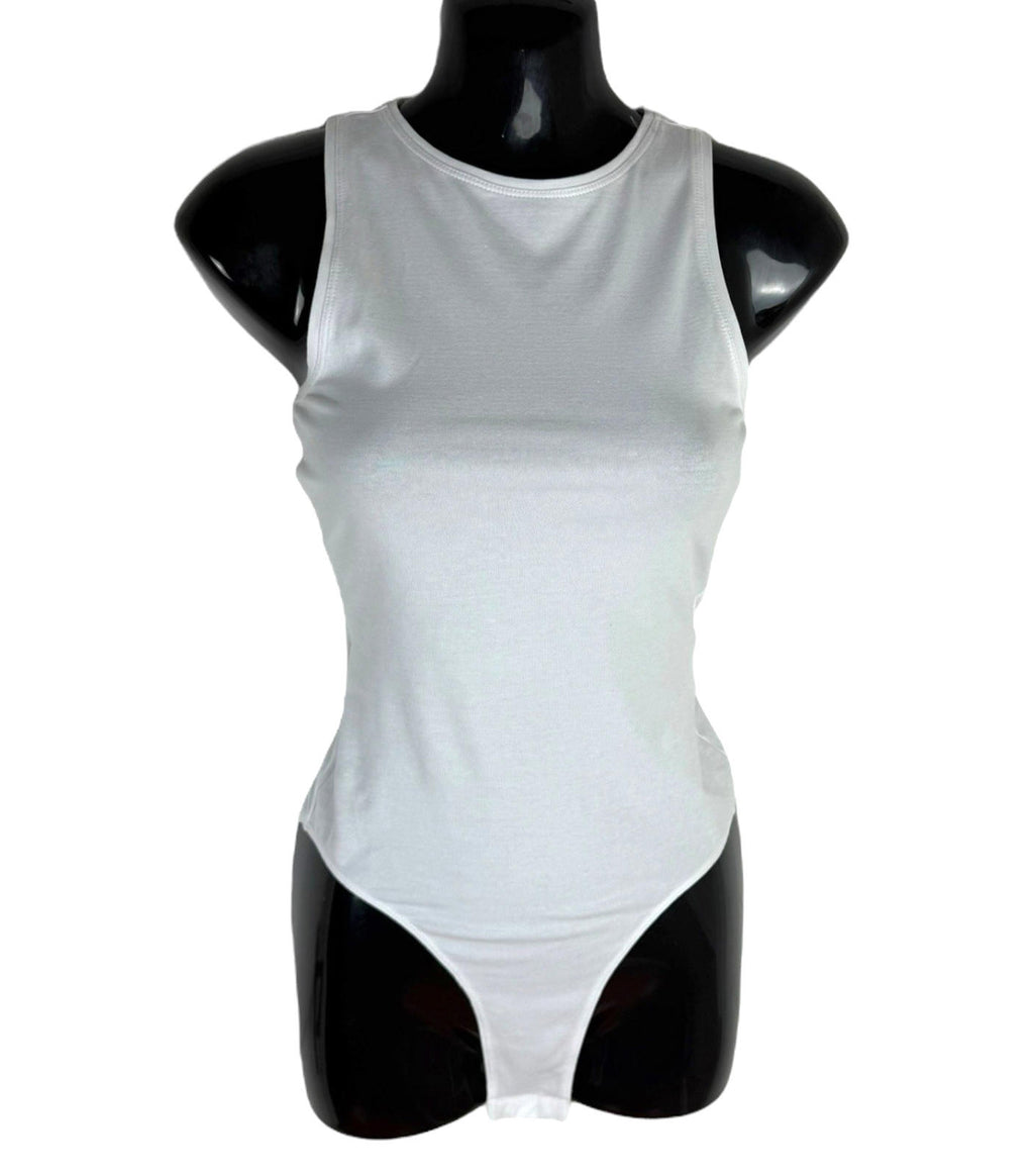 New Look Bodysuit Women's UK Size 6 White Jersey Sleeveless Round Neck Snap