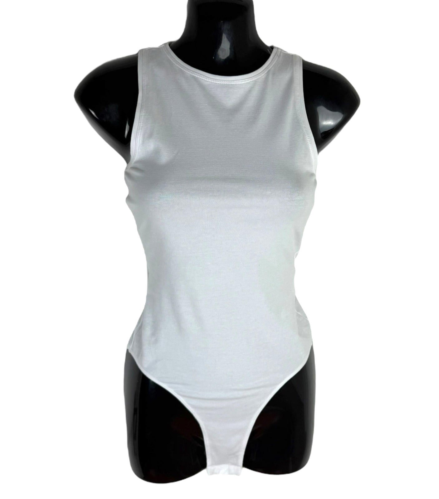 New Look Bodysuit Women's UK Size 6 White Jersey Sleeveless Round Neck Snap