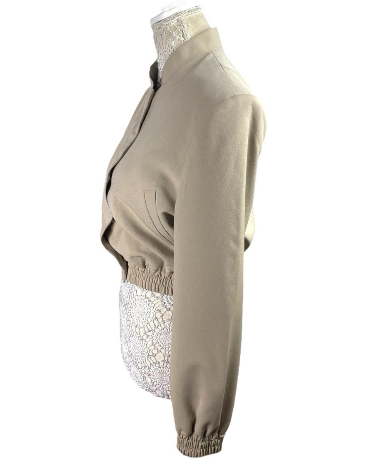 ASOS Beige Cropped Trench Coat Shoulder Pads High Neck Women’s UK Size 8