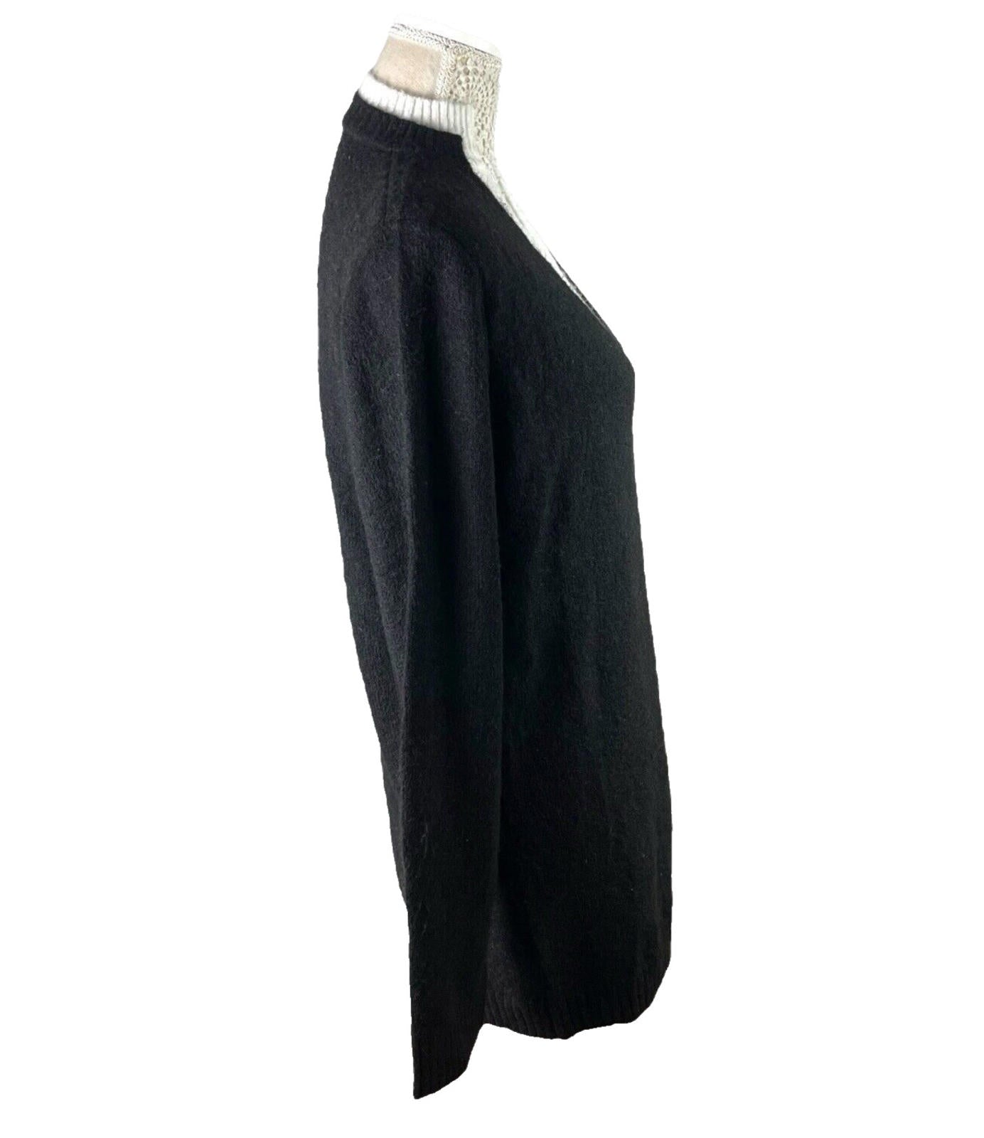 Jumper Dress Women's UK Size 8 Black Soft Touch Knit White Collar Relaxed Mini