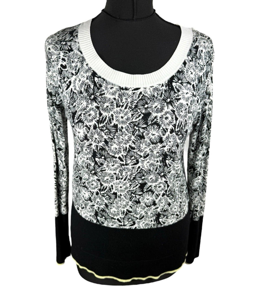 Next Petite Black And White Floral Jumper Thin Petite Women’s UK Size 8P