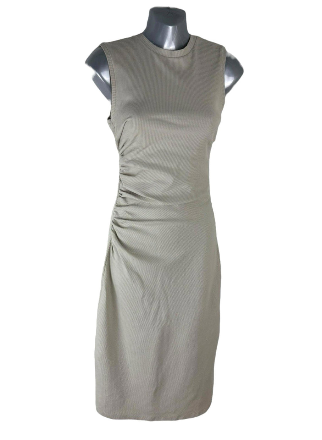 Zara Beige Maxi Dress Ribbed High Neck Stretch Women’s UK Size XS