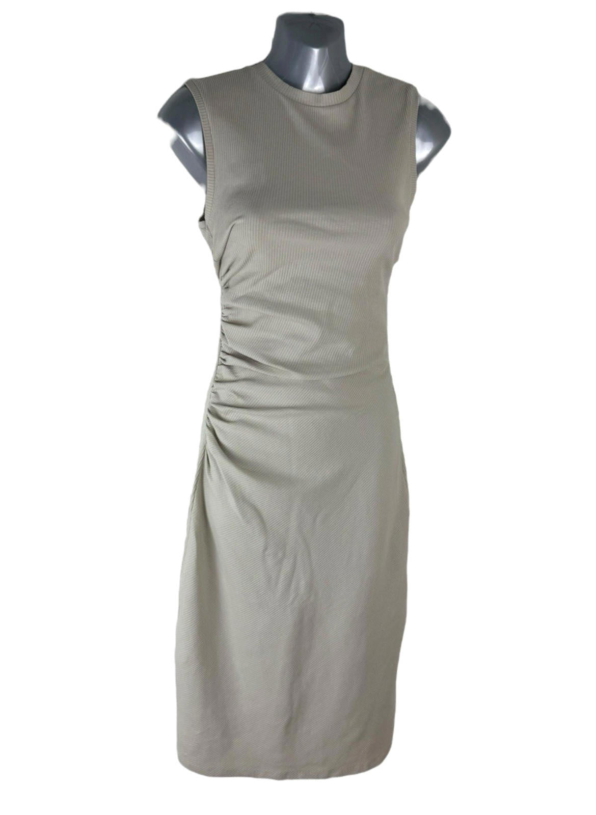 Zara Beige Maxi Dress Ribbed High Neck Stretch Women’s UK Size XS