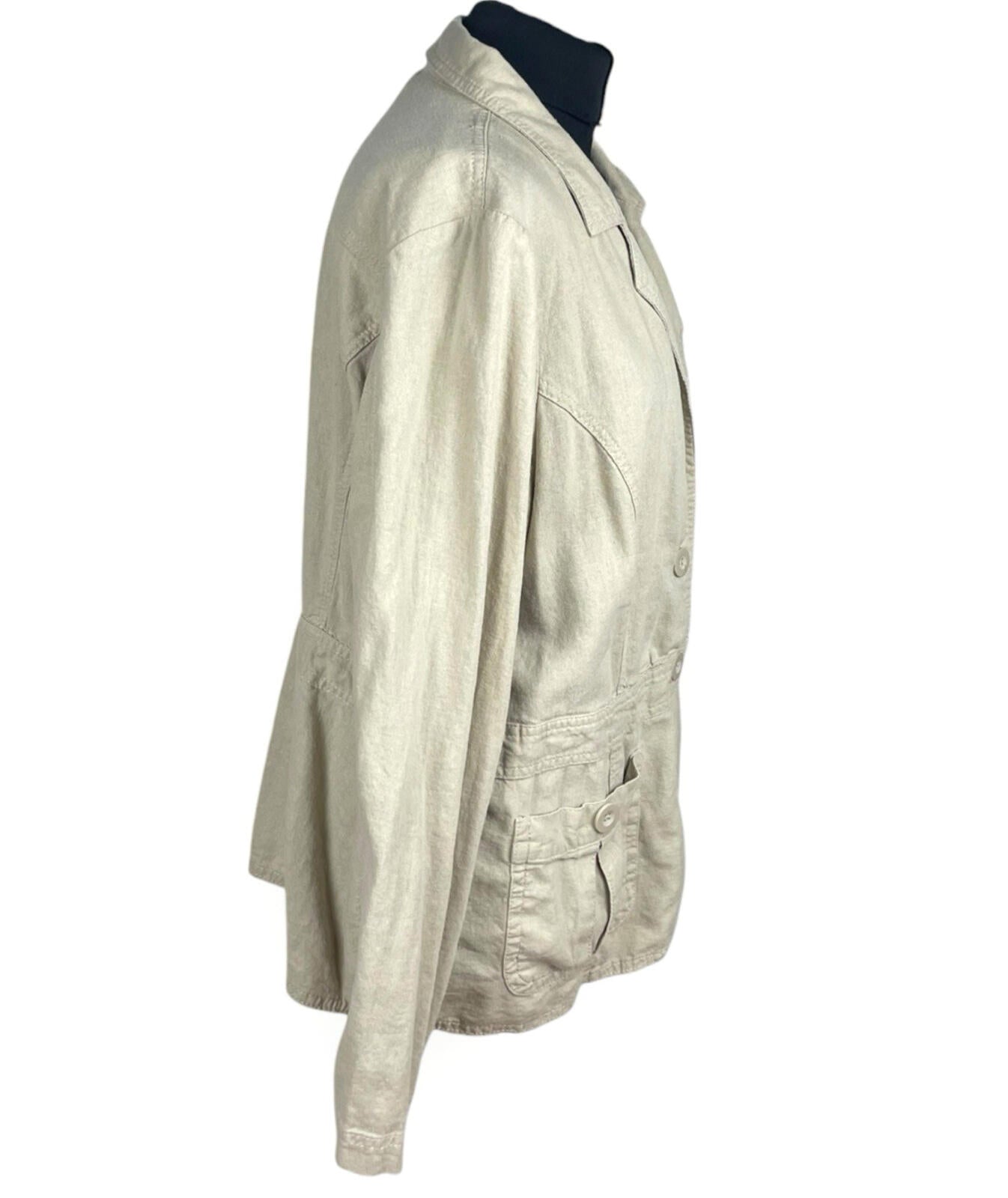 Debenhams Linen Jacket Women’s UK Size 18 Collared Pockets Beige Lightweight