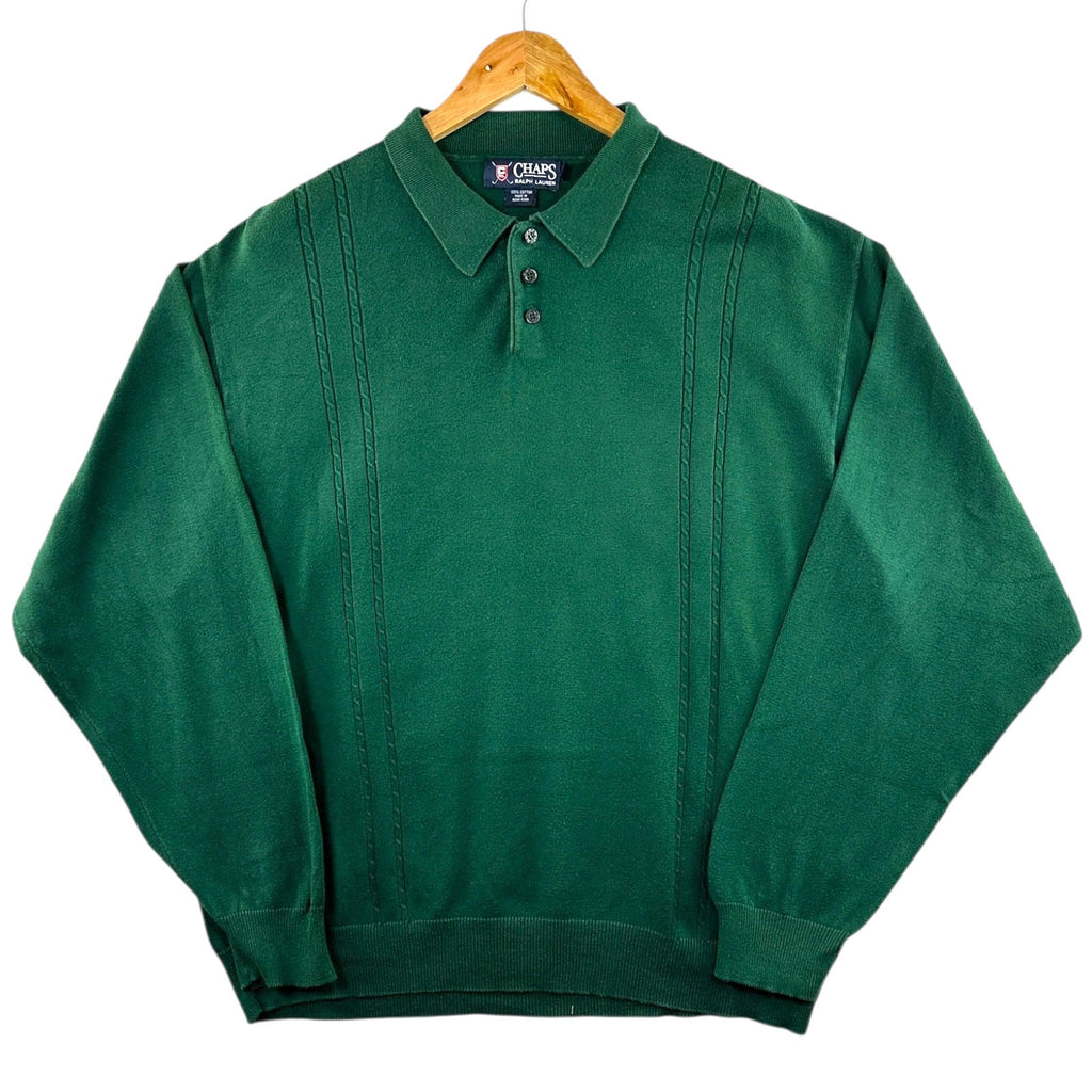 Chaps Golf Ralph Lauren Polo Jumper Men's UK Size L Green Long Sleeve Pullover