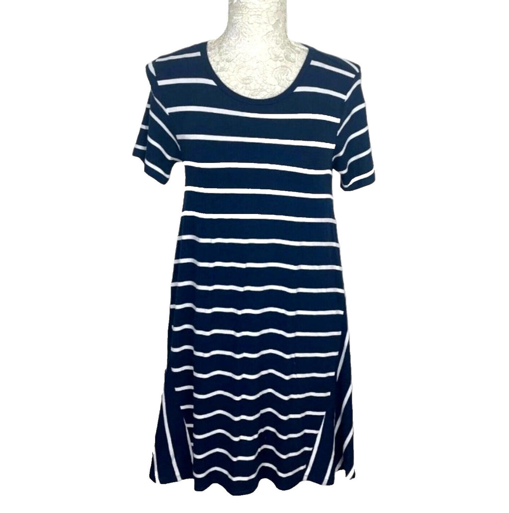 TU Jumper Dress Navy Blue & White Striped Women's UK Size 8