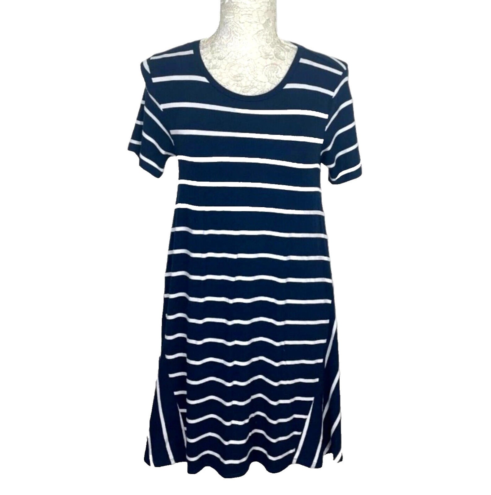TU Jumper Dress Navy Blue & White Striped Women's UK Size 8