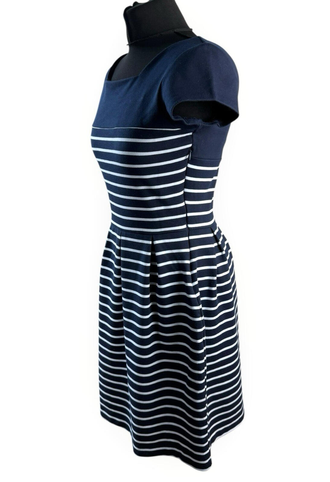 La Redoute Skater Dress Women’s UK Size Square Neck Mini Navy White Stripe