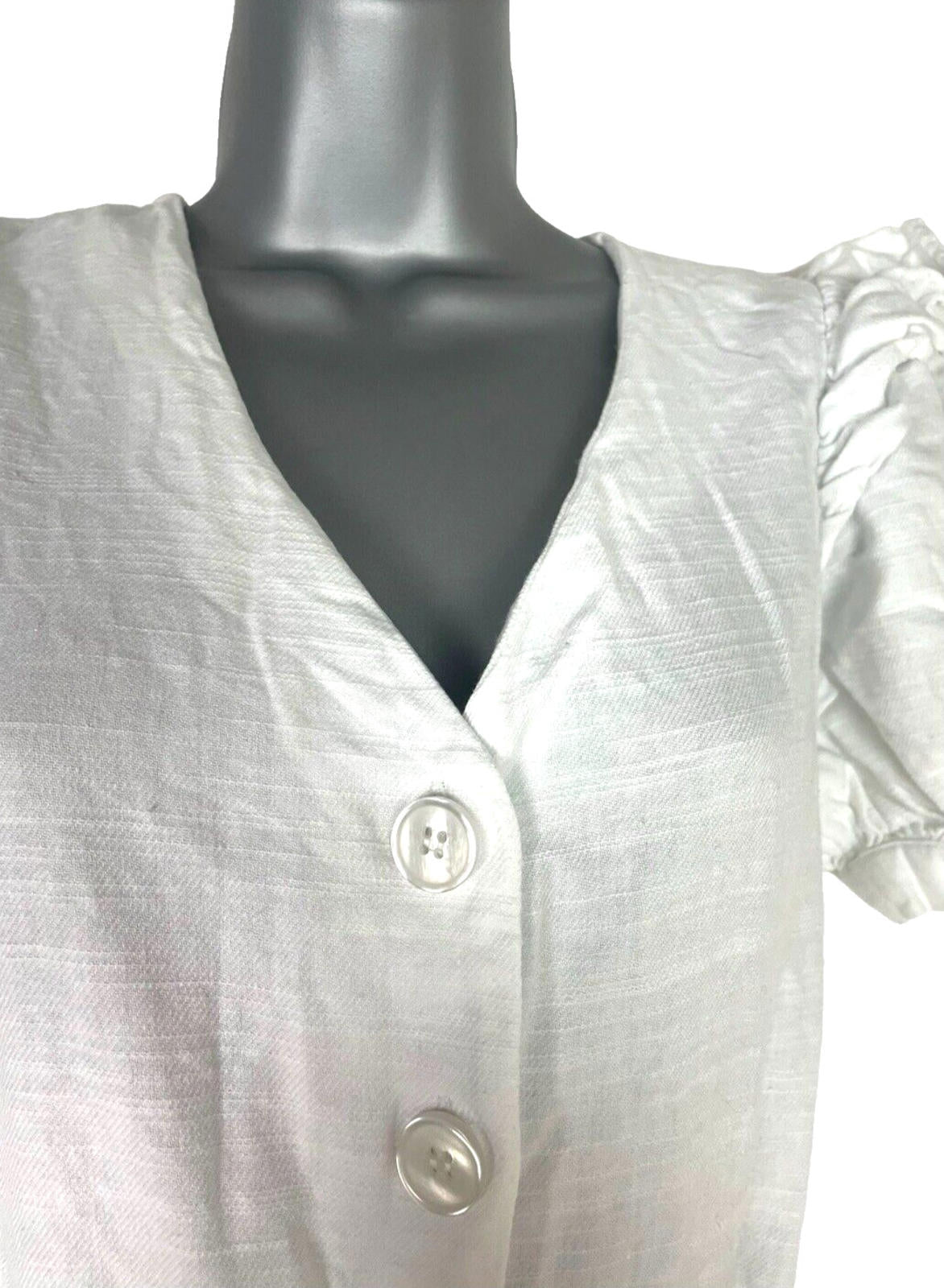 New Look Playsuit White Belted Puff Sleeve 100% Cotton Women’s UK Size 6