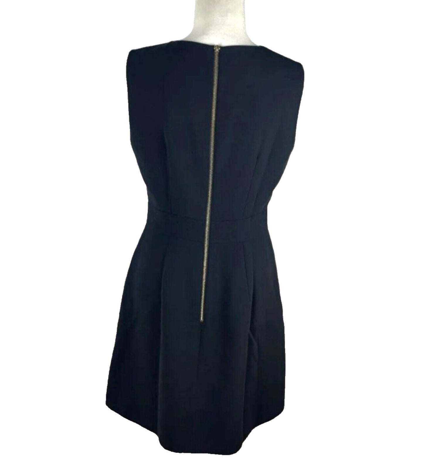 Ted Baker Midi Dress Size 3 Ruched Panel Black A-line Women's UK Size 12