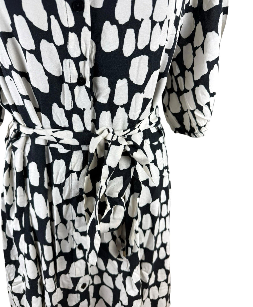 New Look Abstract Print Mini Shirt Dress Women’s UK Size 18 Belted Knee Length
