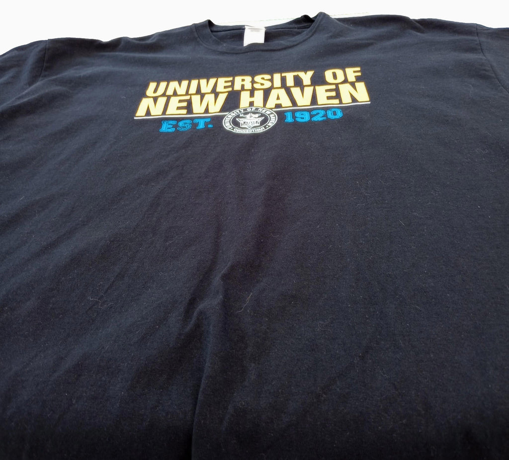 Graphic Print T-Shirt Men's UK Size 2XL Black Crew Neck 100% Cotton University
