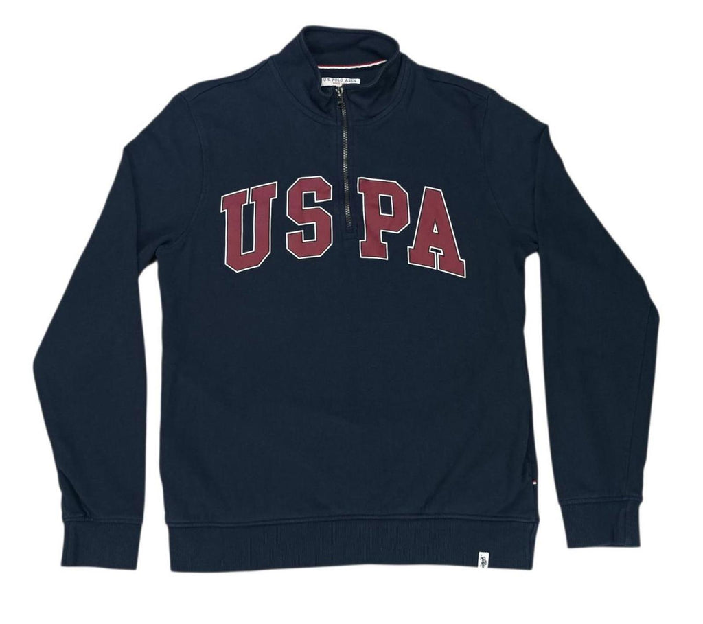 U.S. Polo Assn Sweatshirt Men's UK Size M Blue Jersey Jumper Cotton Pockets Zip