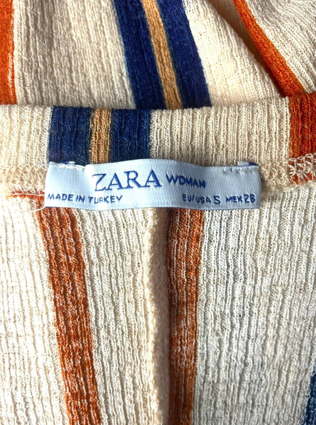 Zara Striped Crop Shirt Blouse Flannel Top Women's UK Size S