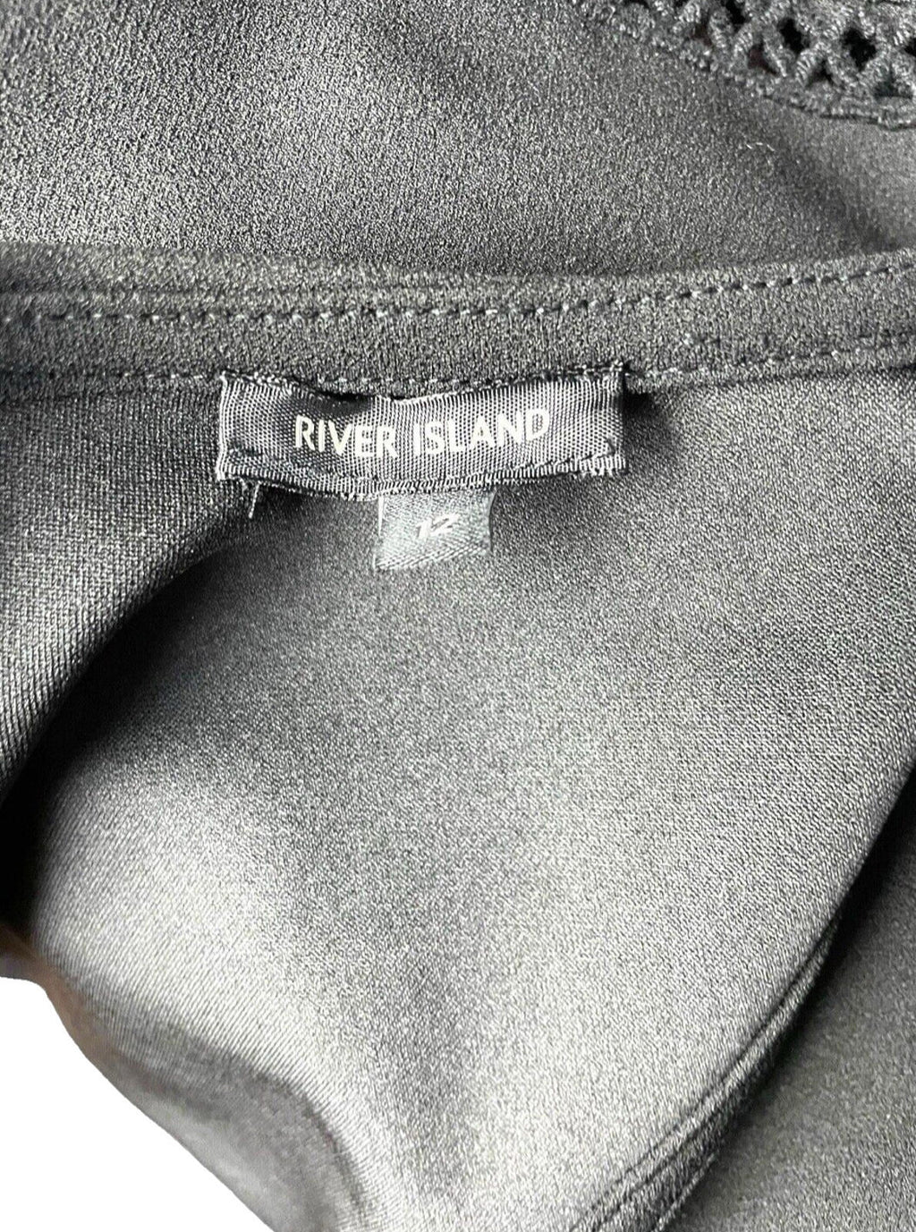 River Island Black Pencil Dress Sheer Panel Detail Midi Women’s UK Size 12