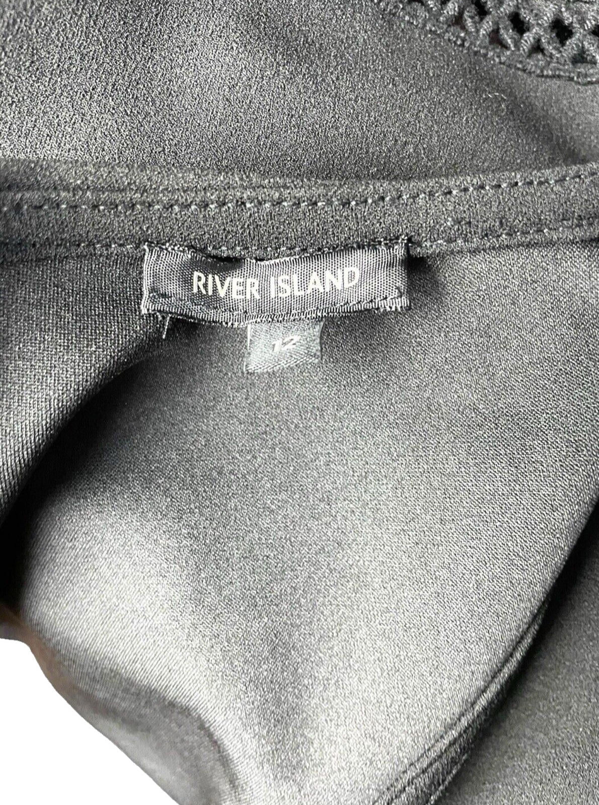 River Island Black Pencil Dress Sheer Panel Detail Midi Women’s UK Size 12